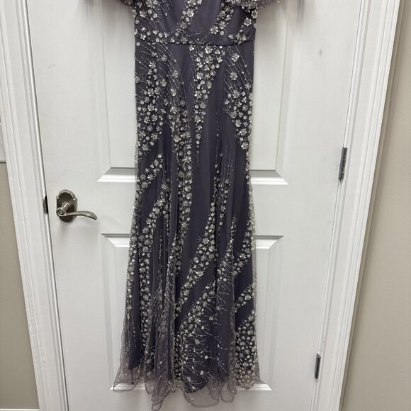 Rare Mac Duggal Size 2 Purple Floral Sequin Beaded Maxi Formal Gown Dress NWT - Picture 6 of 13
